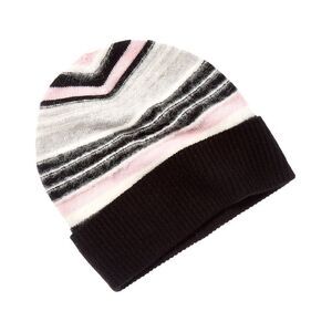 Phenix Fuzzy Stripe Cashmere Beanie, Black